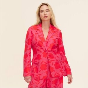 NWT Kate Spade x Target Pink & Red Classic Rose Linen Blazer Size X Small